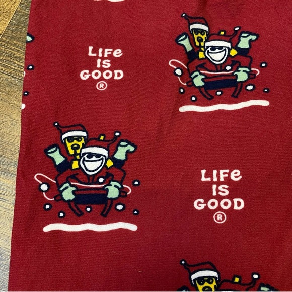 Life Is Good Pajama Pants Men Small Red Dog Sled Christmas Holiday Sleepwear - Picture 10 of 10